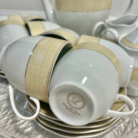 "Lorren Home Trends" China Gold Mix & Match Coffee Set of 19 - Picture 16 of 16